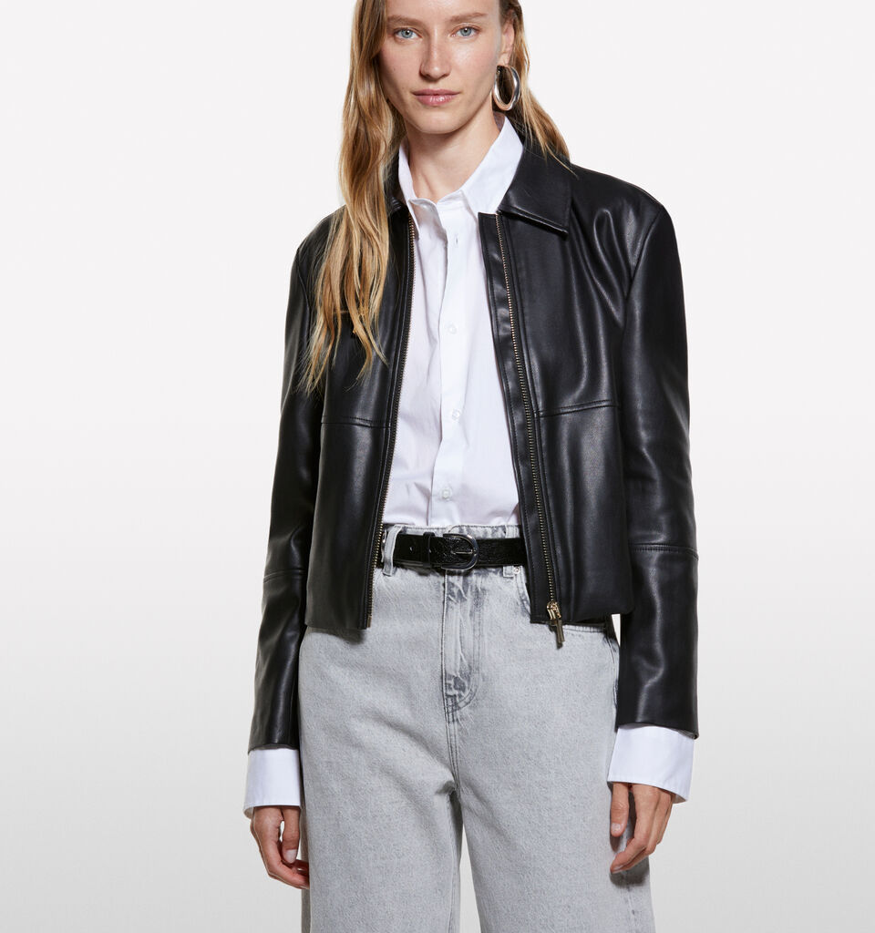 Black short jacket - women's jackets - Black | Sisley image number 3